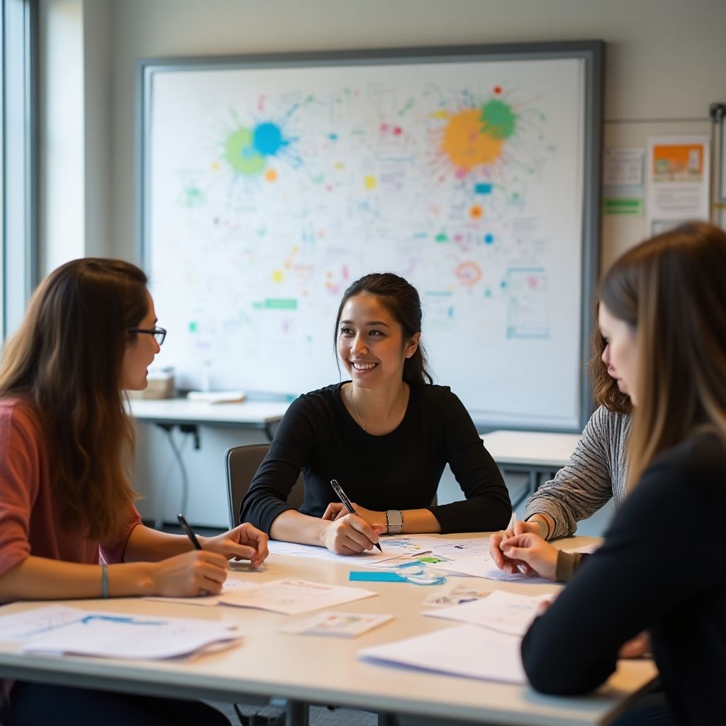 Consulting team working with clients